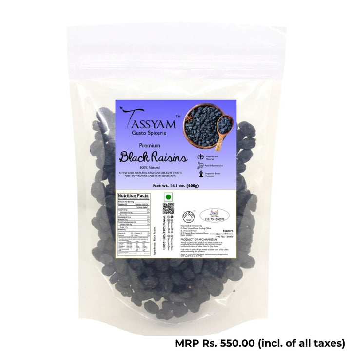 Premium Black Raisins |  Kali Draksh | Sun-Dried & Wild Produce | 400 GM