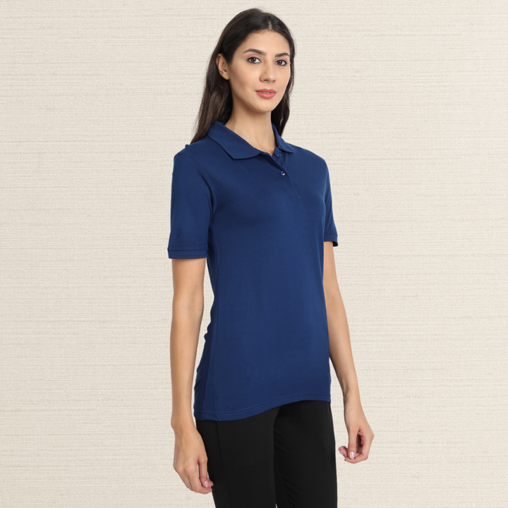 Polo Shirt | Collar T-Shirt | Bamboo | Organic | Casual | Women Active Wear | Navy Blue