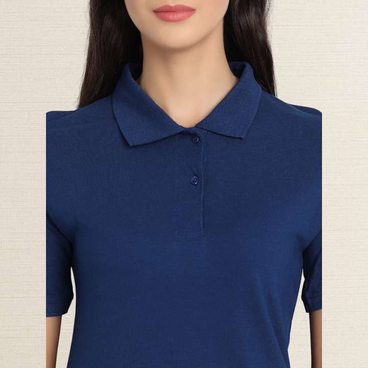 Polo Shirt | Collar T-Shirt | Bamboo | Organic | Casual | Women Active Wear | Navy Blue