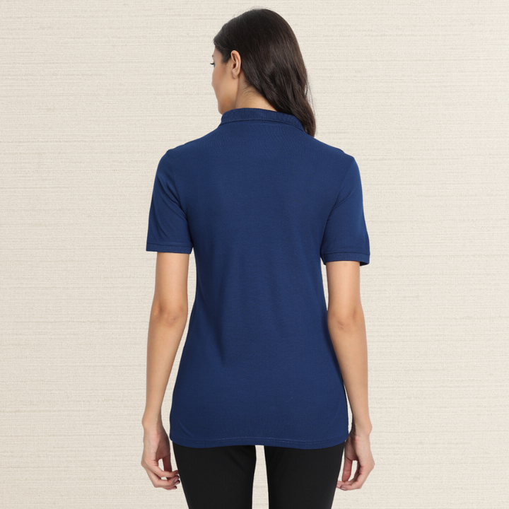 Polo Shirt | Collar T-Shirt | Bamboo | Organic | Casual | Women Active Wear | Navy Blue