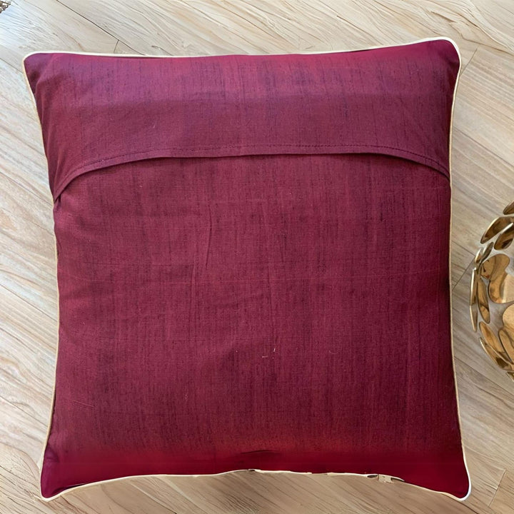 Plum Banarasi Cushion Cover | Festive Decor | 16" x 16"