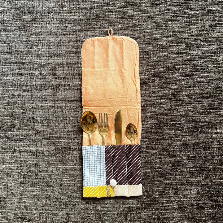 Hand Crafted Cutlery Case | Soft Fabric Pouch | For Travel Lunch Box