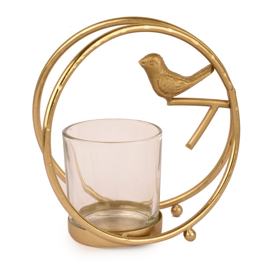 Bird With A Ring Candle Holder |  Classic Style | Table Top Accent | Festive Decor | Hand-Crafted | 6"