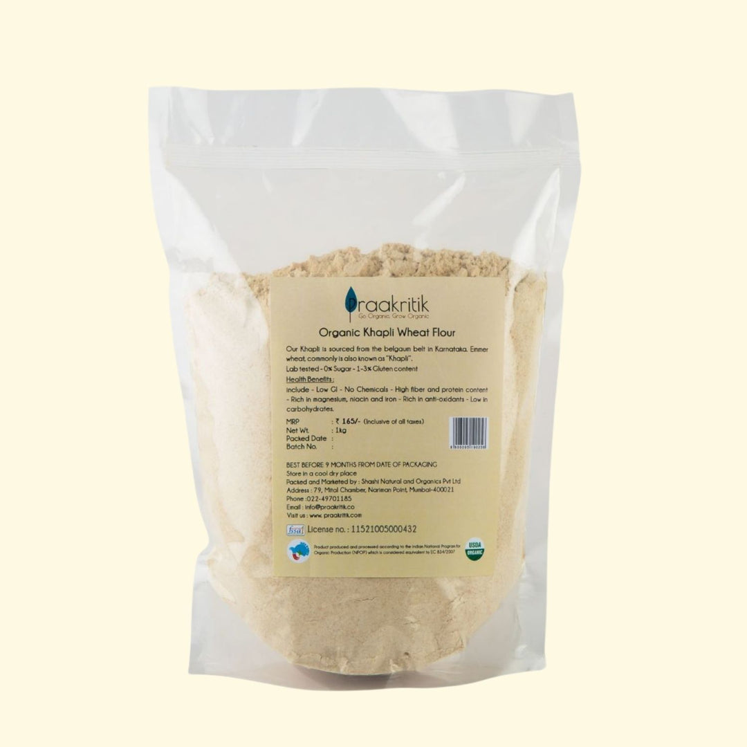 Organic Khapli Wheat Atta  | Gluten Free | Diabetics Friendly | High Fiber