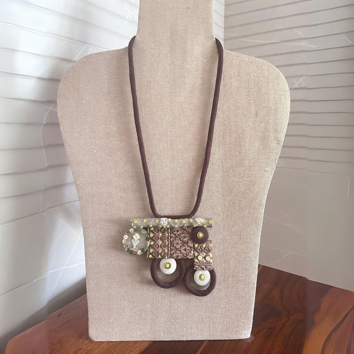 Statement Pendant Necklace | Unique | Artistic | Handcrafted | Coffee Brown and Taupe