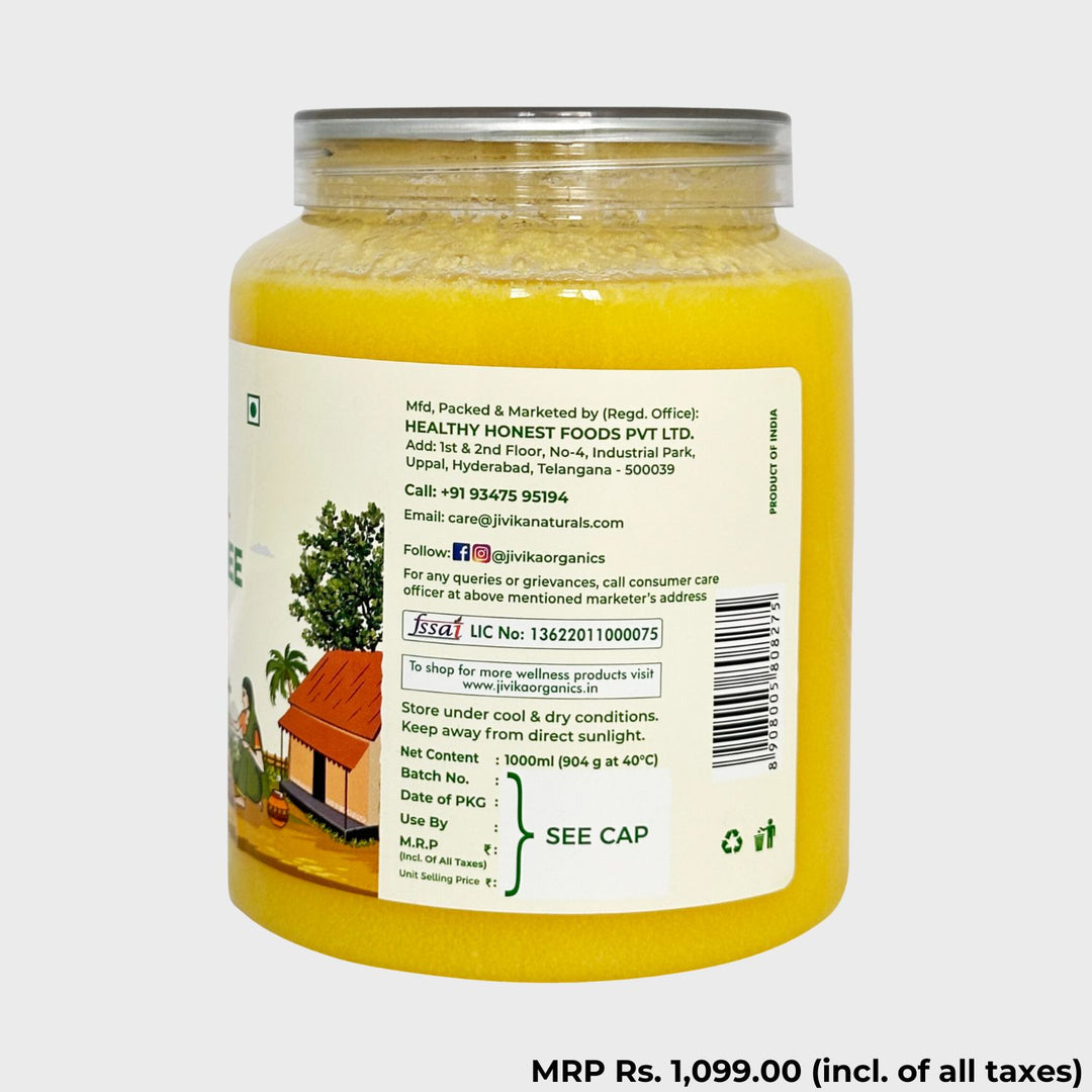 Natural Cow Ghee | Bilona Churned | Pure | Organic | Pet Jar of 1 L