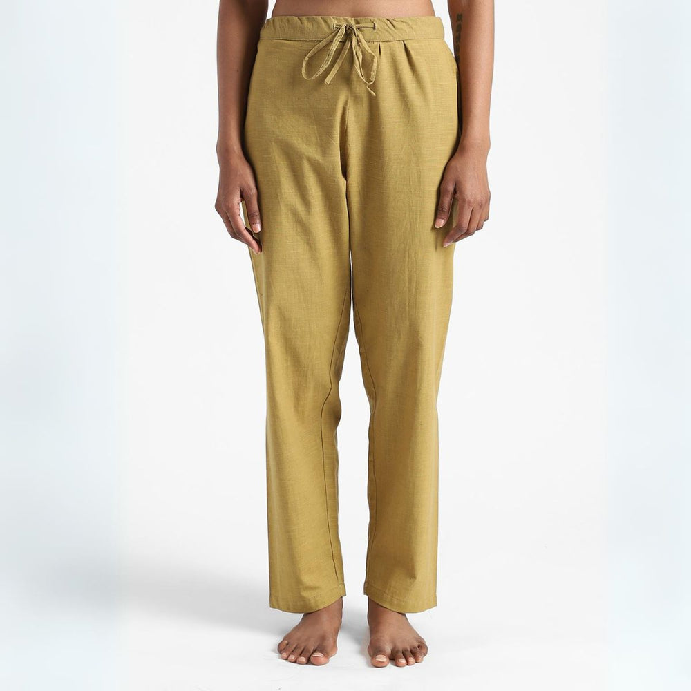 Womens Cotton Pants | Organic | Naturally Dyed | Hand Spun & Hand Woven | Camel