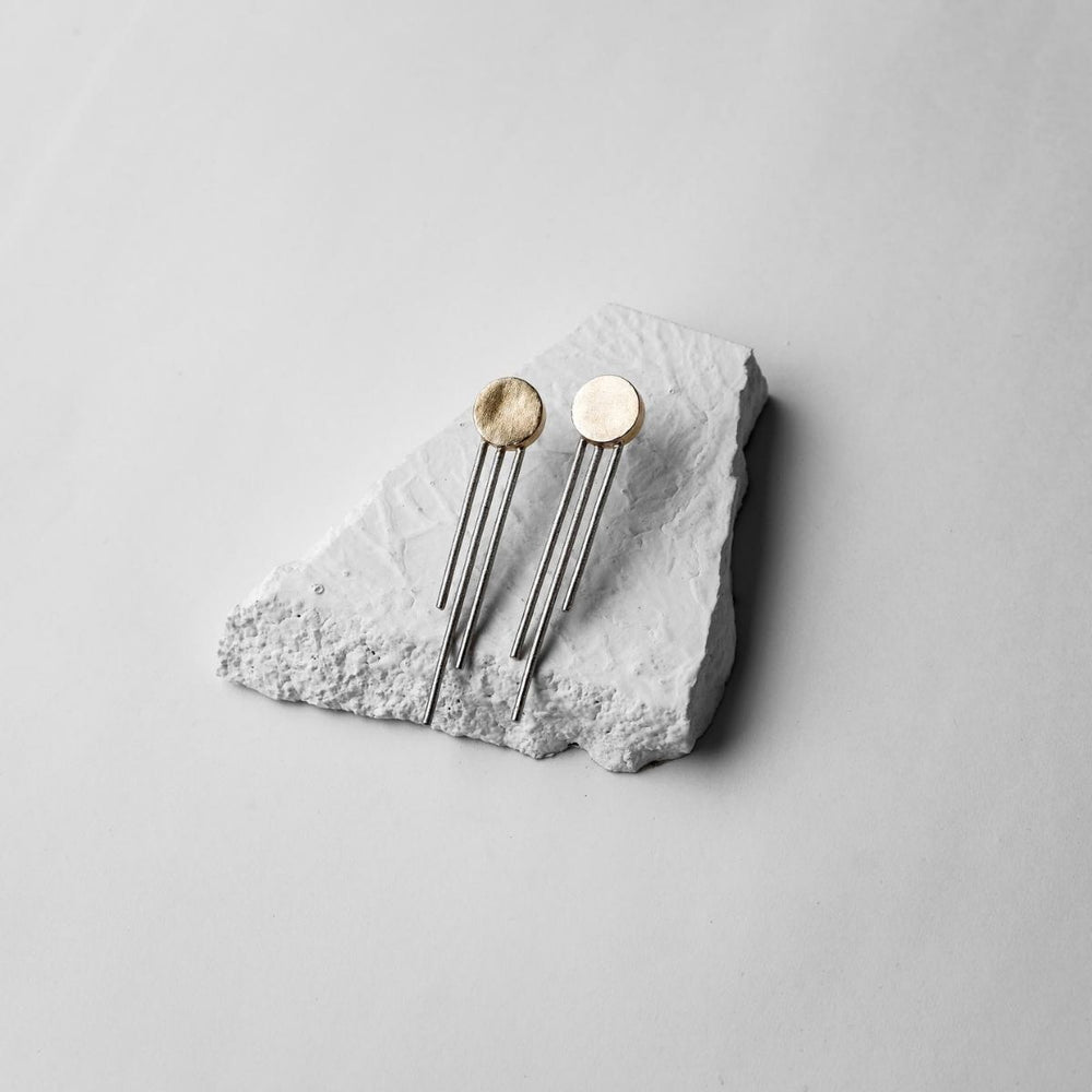 Trinity | Dual Finish Brass Earrings | Sustainably Crafted | Aesthetic