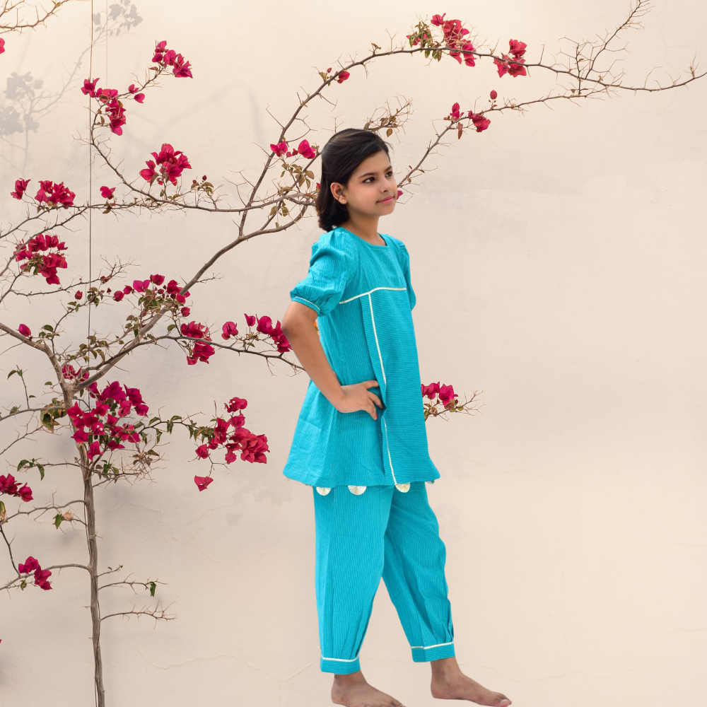 Turquoise Gota Set  |  Ethnic Kurta Set  |  Gota Work  |  Festive Wear |  Set Of 2