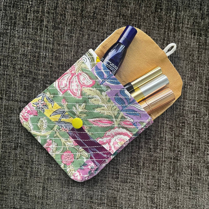 Floral Fusion Print Multi Purpose Cotton Pouch | Travel Essentials