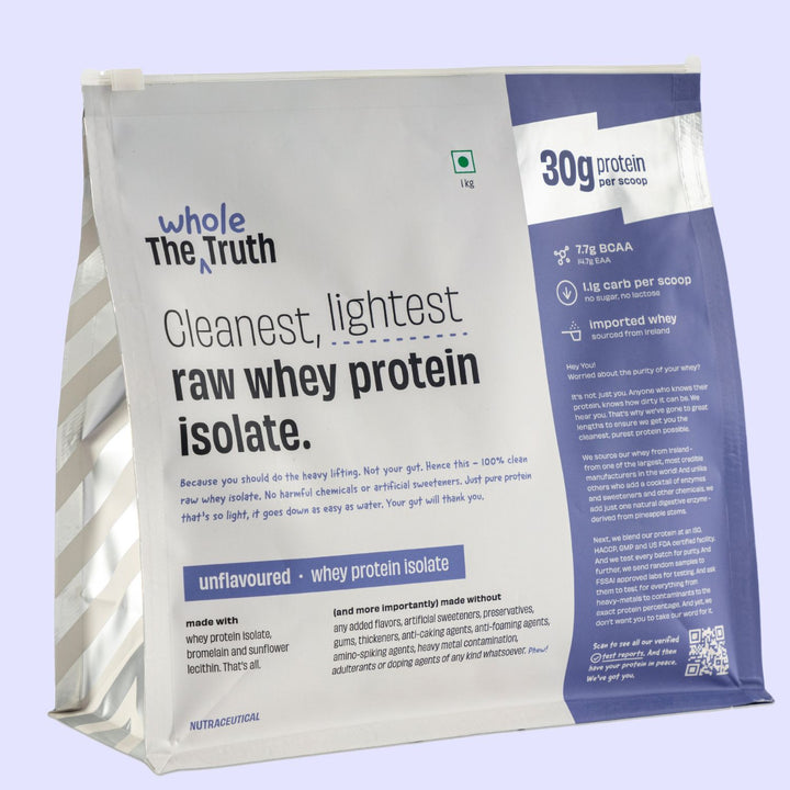 Whey Protein Isolate Unflavoured |1 kg (2.2 lbs) | 30g Protein per scoop | 6.4g BCAA | 100% Authentic Whey & No Adulteration | Improved Strength, Faster Recovery & Muscle Building