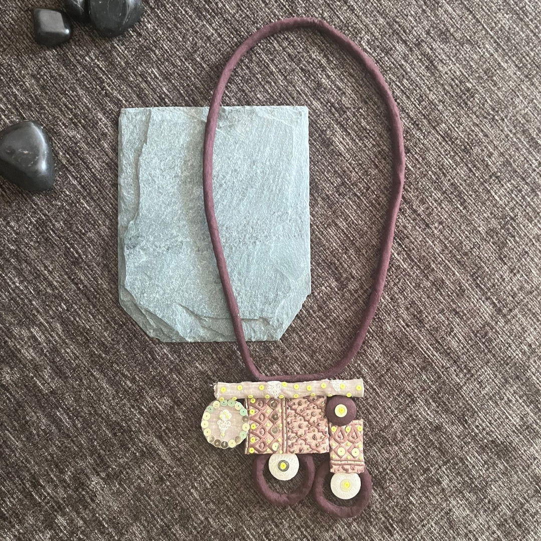 Statement Pendant Necklace | Unique | Artistic | Handcrafted | Coffee Brown and Taupe