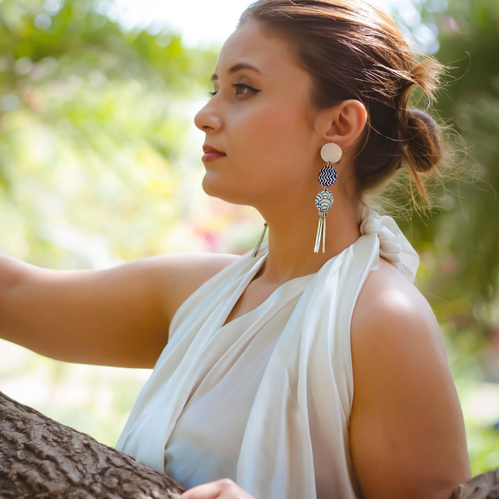 Plate Earrings | Silver Jewellery | Hand Painted Earrings | Aesthetic Design