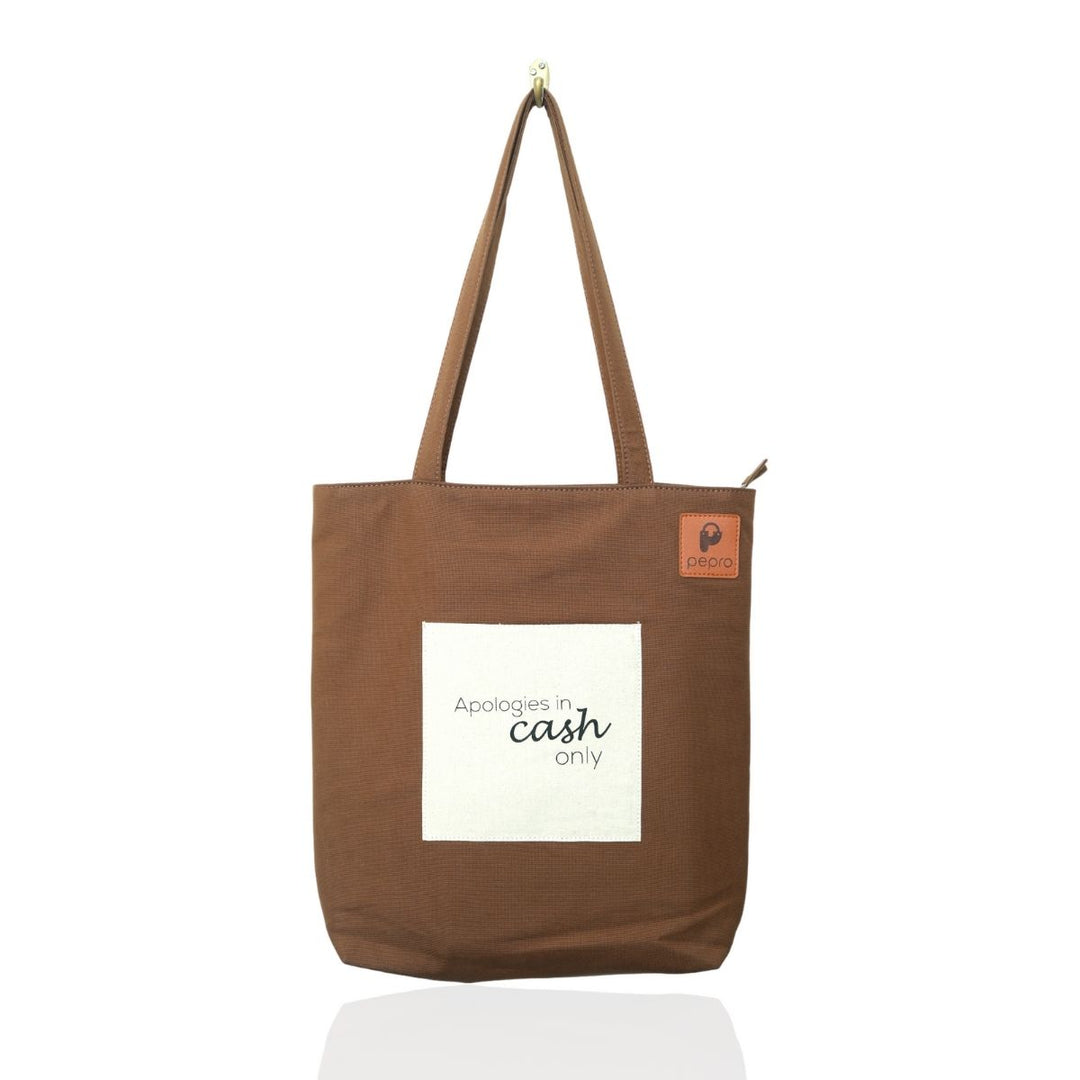 Hand-Crafted Cotton Tote Bag | Gadget Safe | Apologies In Cash Only