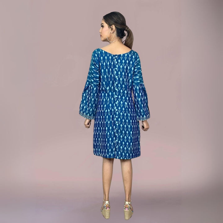 Alicia Ikat Panelled Dress | Shift Dress | Embroidered | Buoyant Look | Blue