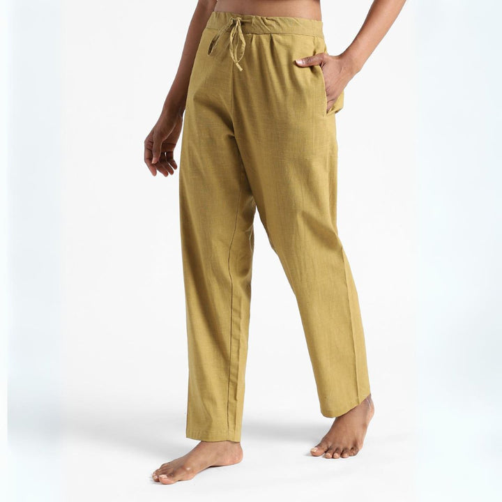 Womens Cotton Pants | Organic | Naturally Dyed | Hand Spun & Hand Woven | Camel