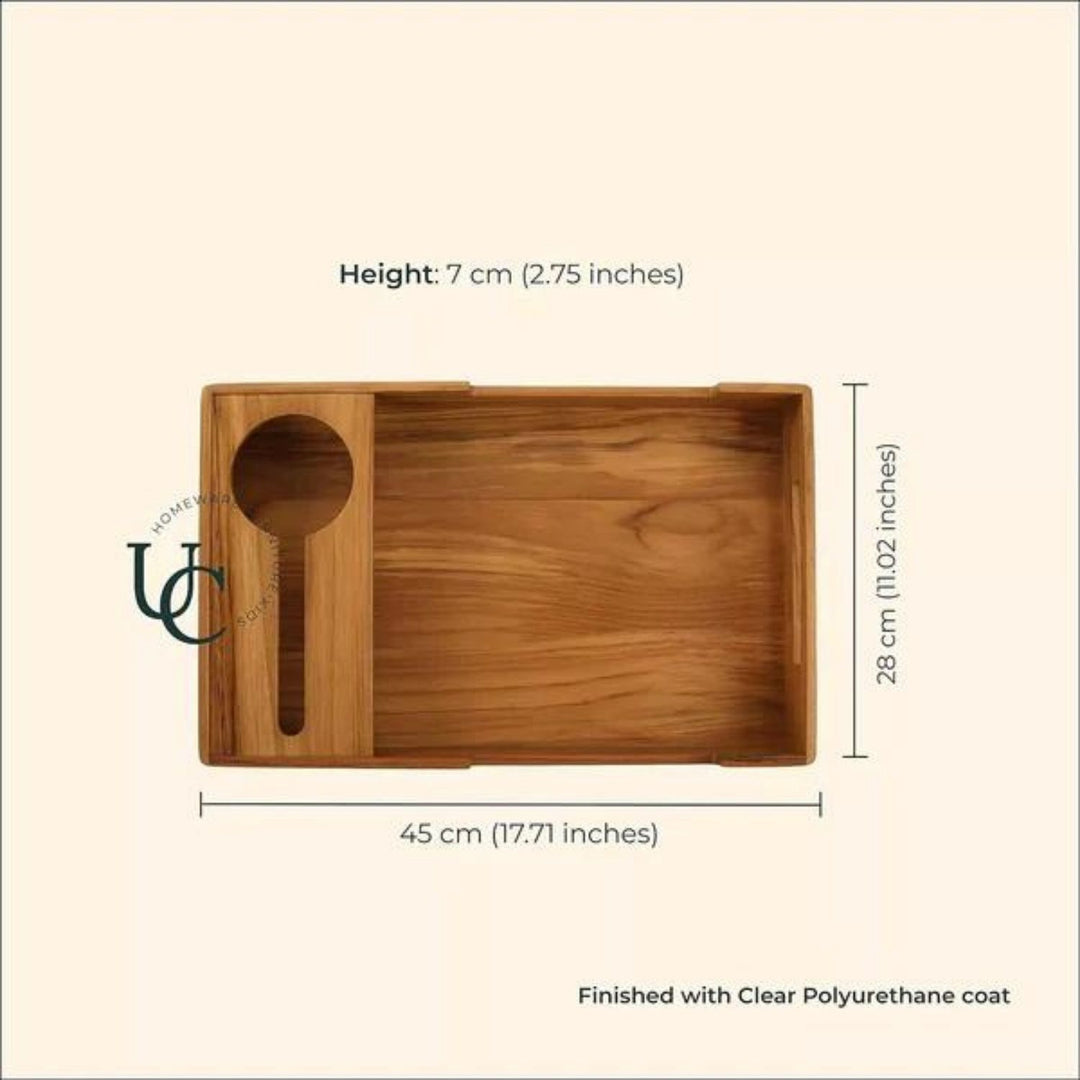 Cresta Wine Serving Tray | Premium Teak Wood | Hand-Crafted | 18 Inch