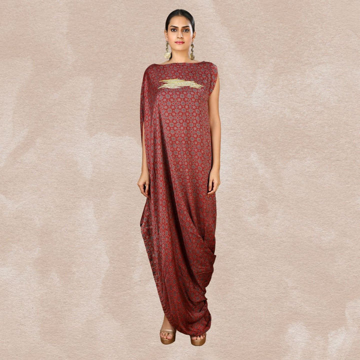 Viviana Cowl Dress | Hand-Block Print | Sujani Embroidery | Stylish