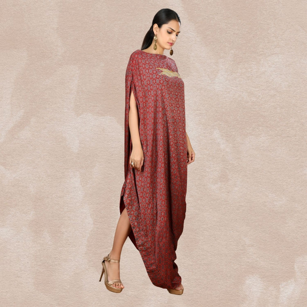 Viviana Cowl Dress | Hand-Block Print | Sujani Embroidery | Stylish