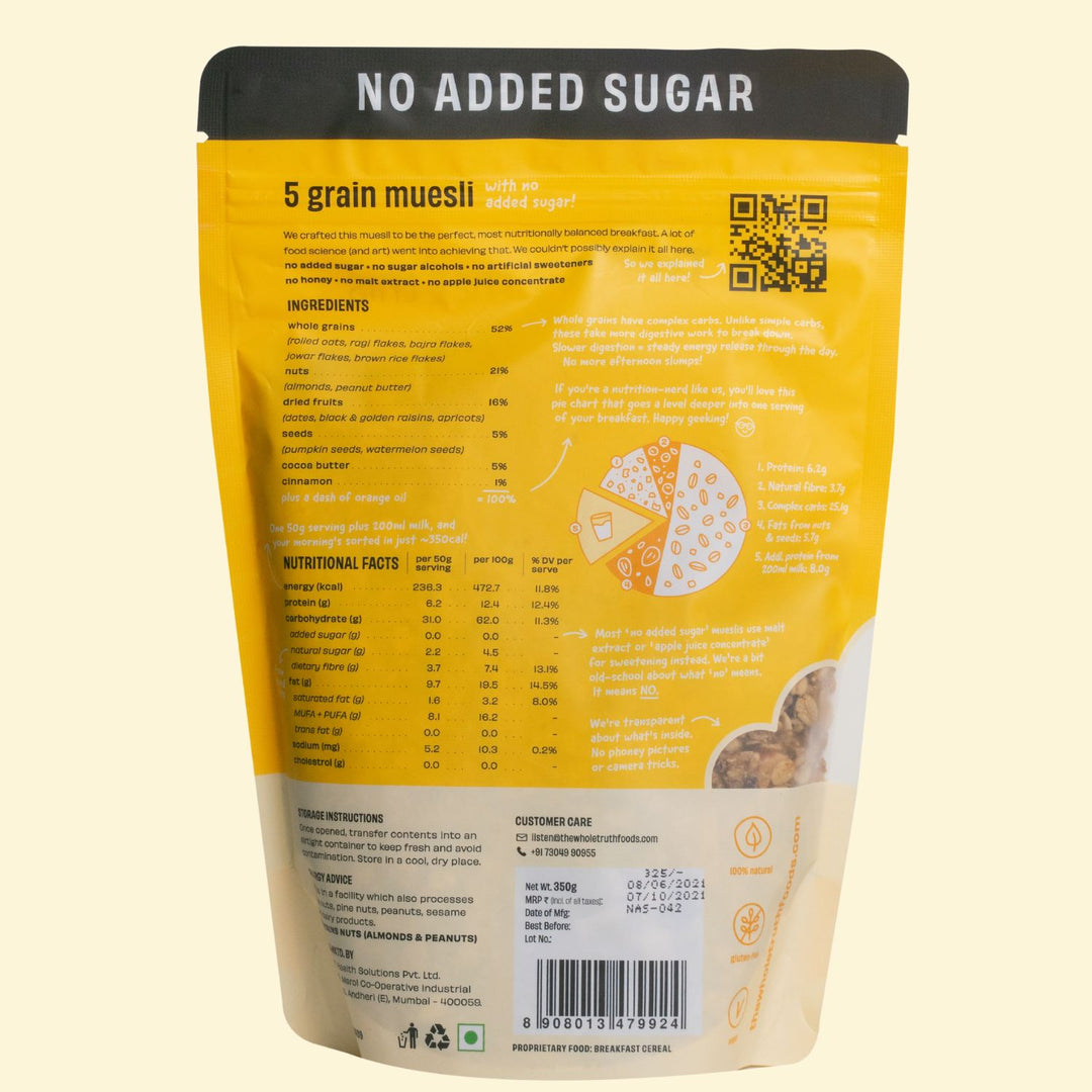 Supersaver Breakfast Combo | Unsweetened Peanut Butter Crunchy (925g) + No Added Sugar Muesli (750g) | No Added Sugar | No Preservatives | No Added Flavours | 100% Natural