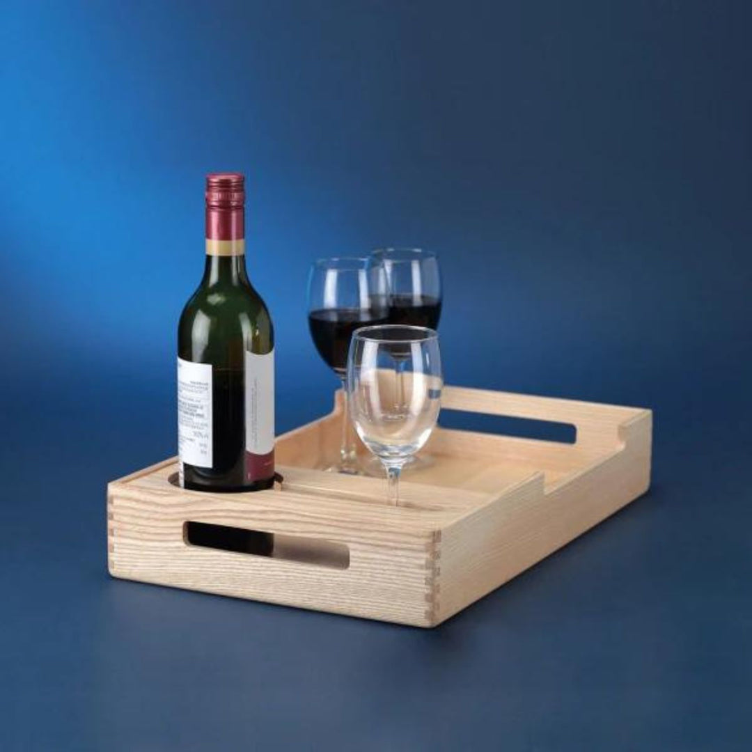 Cresta Wine Serving Tray | Canadian Ash Wood | Hand-Crafted | 18 Inch