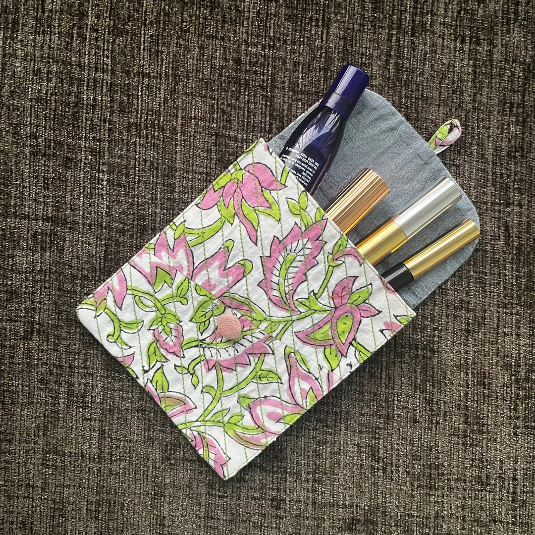 Floral Multi Purpose Pouch | Hand-Crafted | Travel Essential