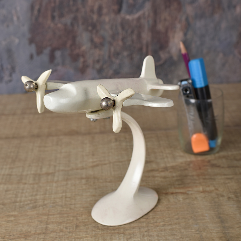 Ivory Aeroplane Figurine | Table Top Sculpture | Modern Home Decor | Hand-Crafted | 7 Inch