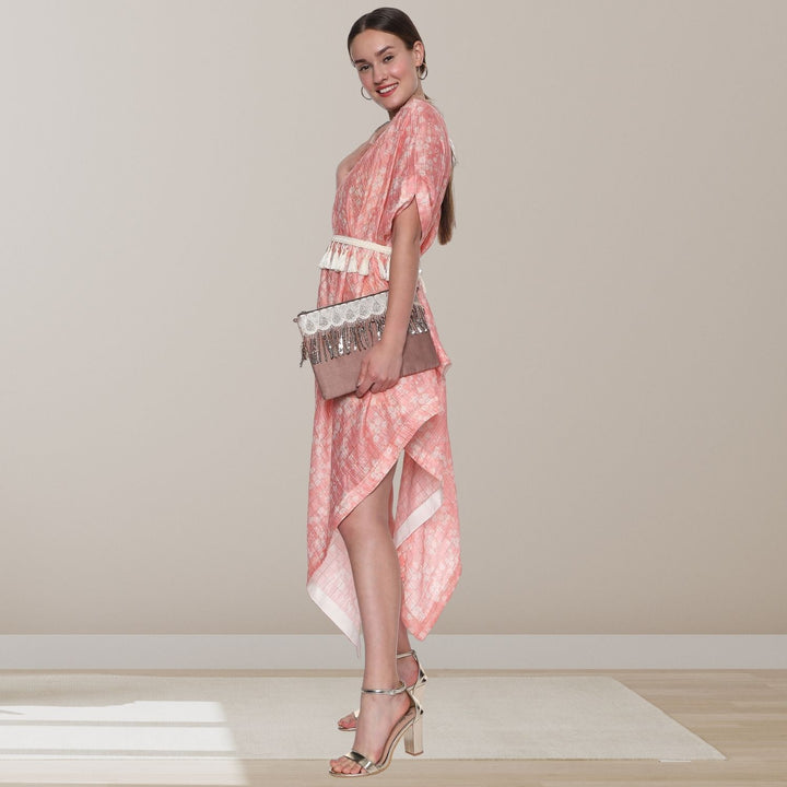 Soleil Drape Dress | Chanderi Silk | Comfortable & Smart | Pastel Pink