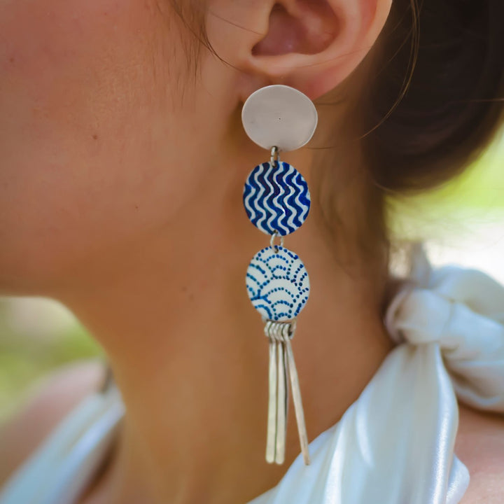 Plate Earrings | Silver Jewellery | Hand Painted Earrings | Aesthetic Design