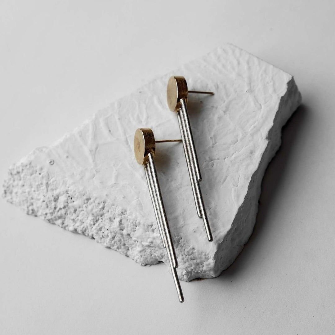 Dual Finish Brass Earrings For Women | Gold And Silver | Statement Jewellery 