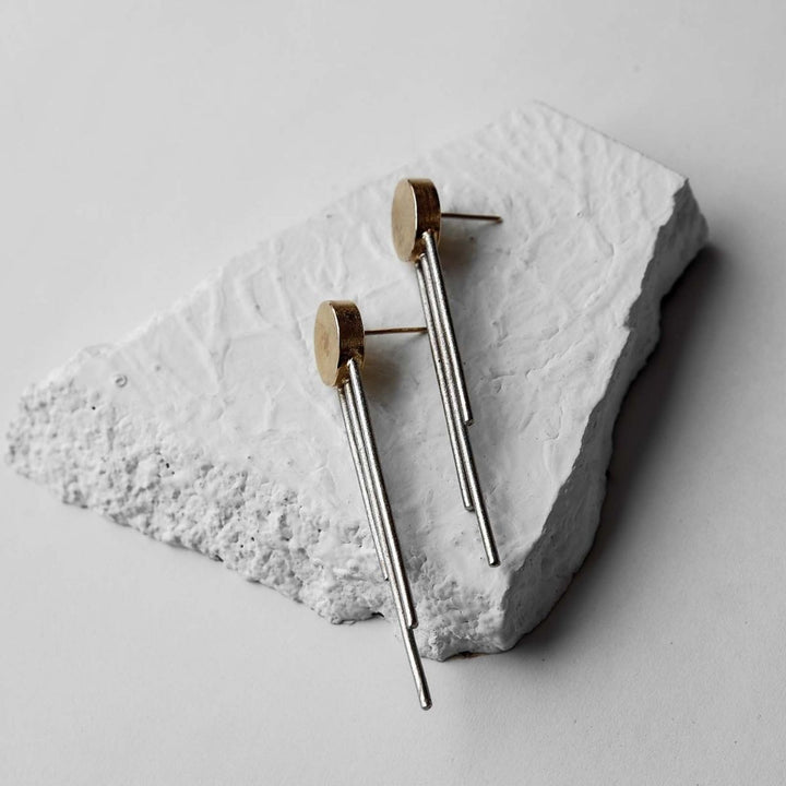 Trinity | Dual Finish Brass Earrings | Sustainably Crafted | Aesthetic