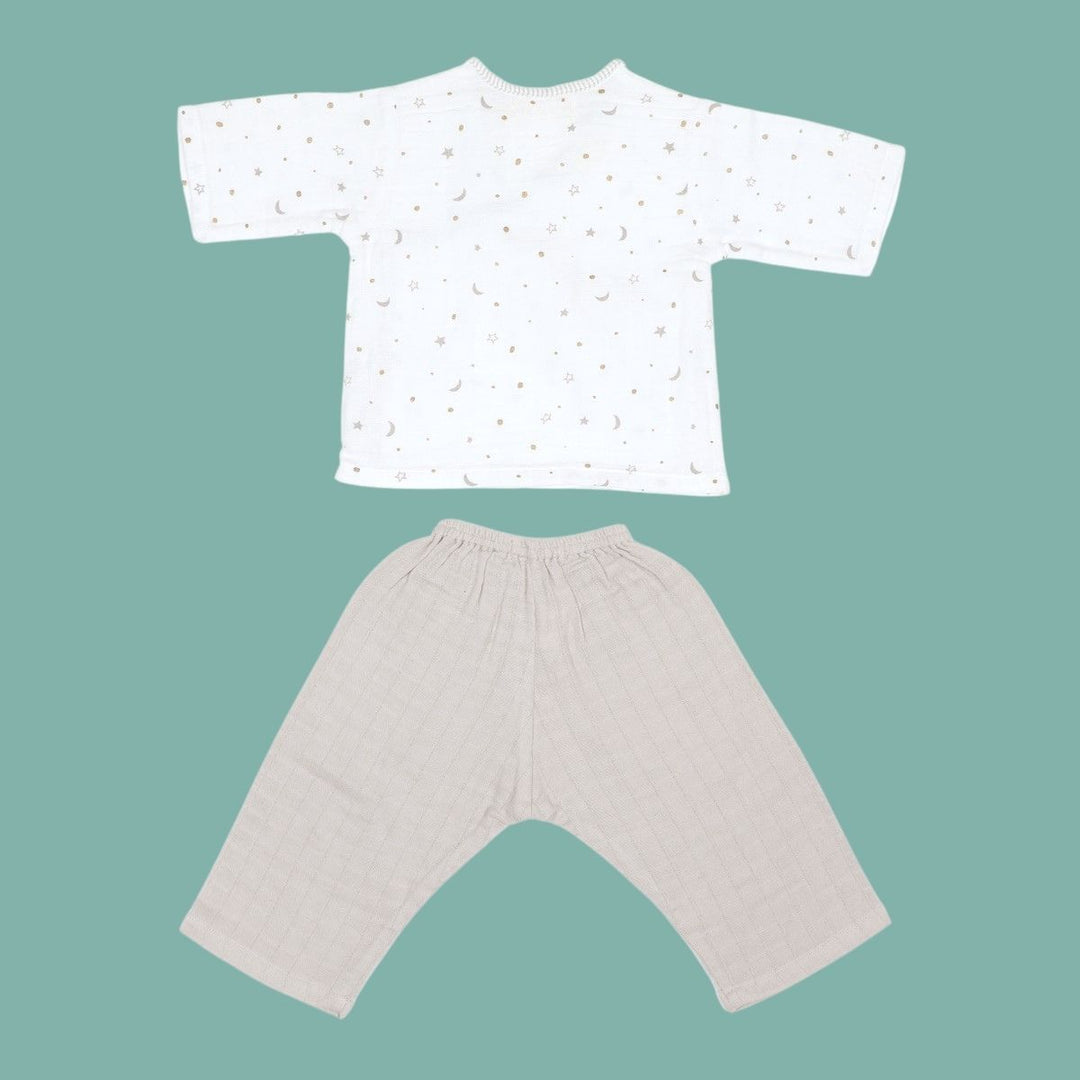 Organic Kimono Lounge Set | For Kids | 100% Organic Cotton Muslin | Sustainable | Metallic