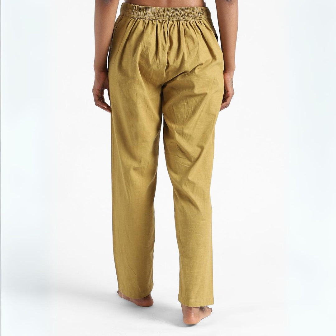 Womens Cotton Pants | Organic | Naturally Dyed | Hand Spun & Hand Woven | Camel