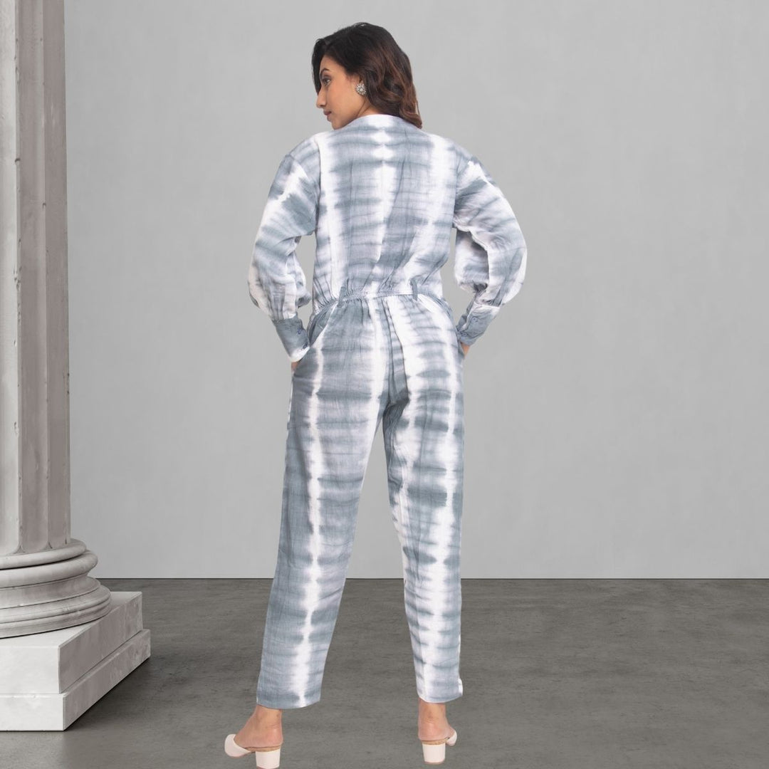 Grey Tie Dye Jumpsuit for Women | Smart Construct | Casual Wear