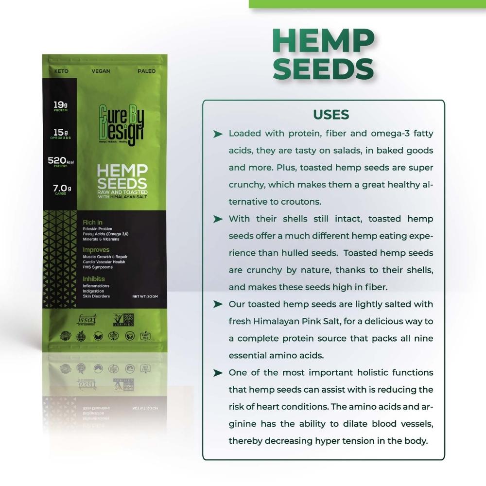 Toasted Hemp Seed with Pink Salt | Vegan | Paleo |  Keto | 30 GM