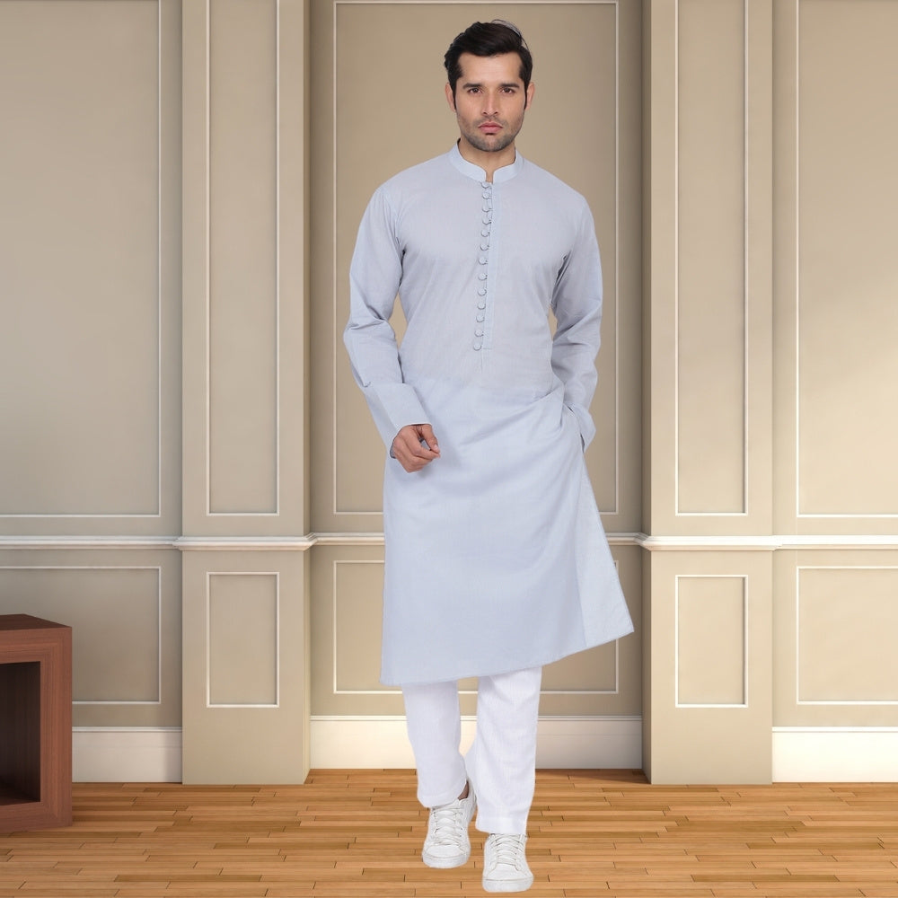 Slatee Long Kurta  | Cotton | Grey