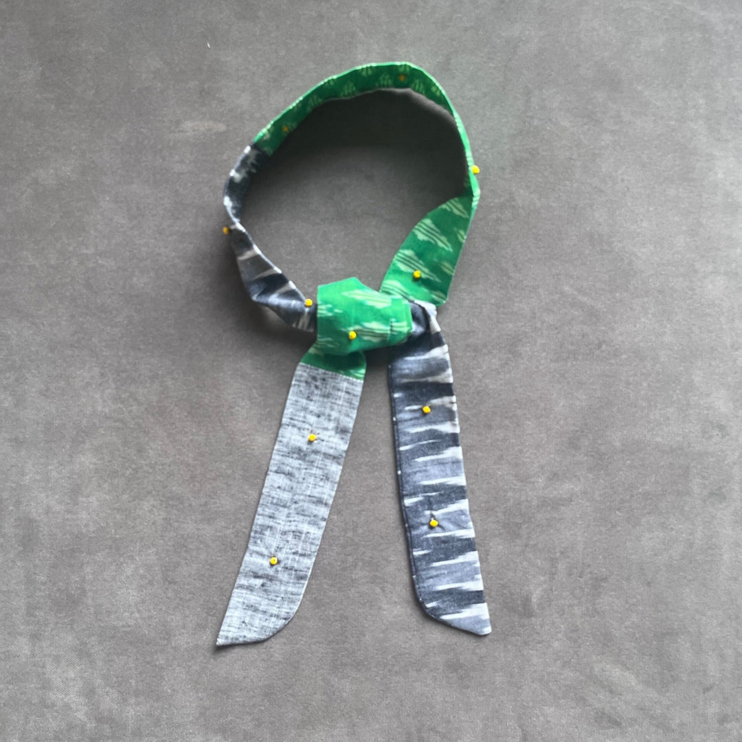 Headband For Women | Anti-Slip | Soft to Hair | Free Size | Green & Grey Ikat | Trendy