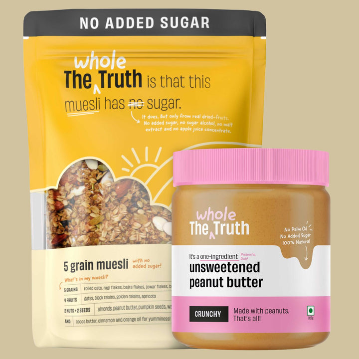 Supersaver Breakfast Pack | Unsweetened Peanut Butter + No Added Sugar Muesli