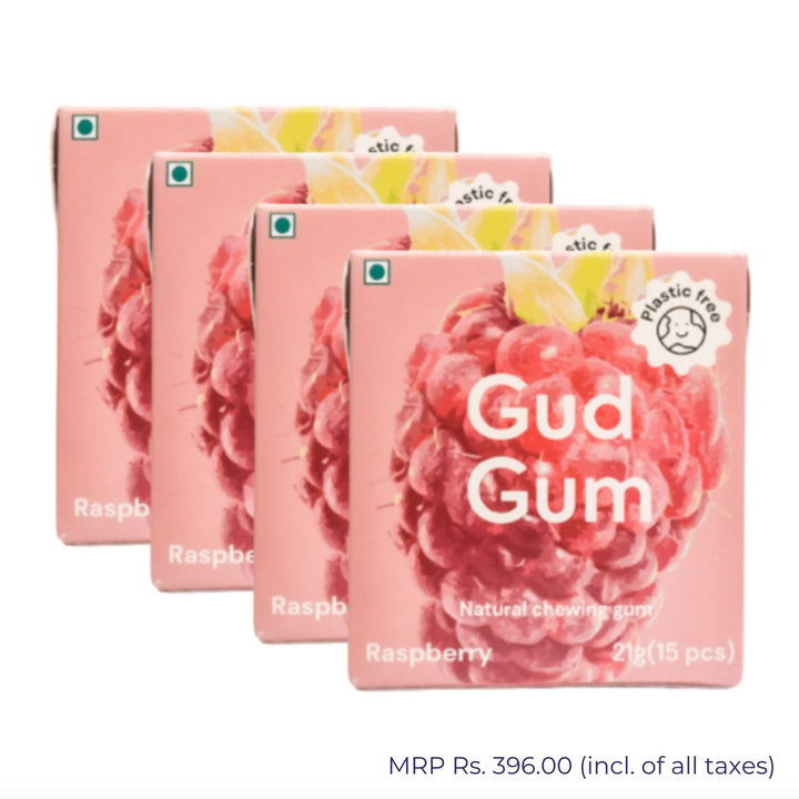 Raspberry Chewing Gum | Plant Based | Biodegradable Gum | Pack Of 4