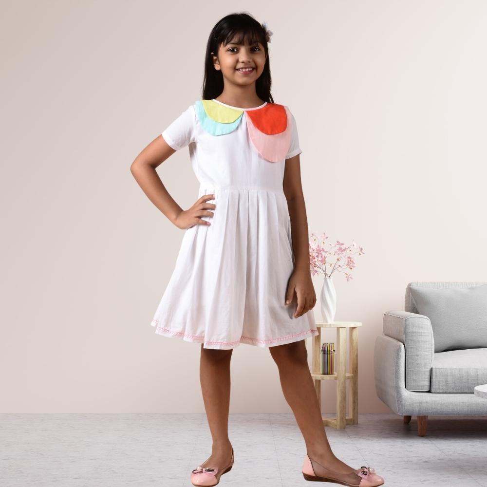 Serendipity Dress | Occasion Wear | Cotton | White And Pink