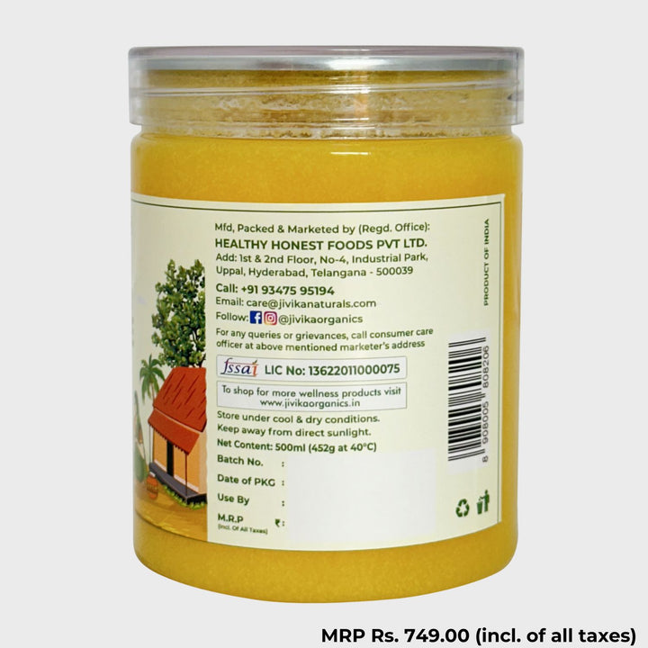 Natural Cow Ghee | Bilona Churned | Pure | Organic | Pet Jar of 500 ML