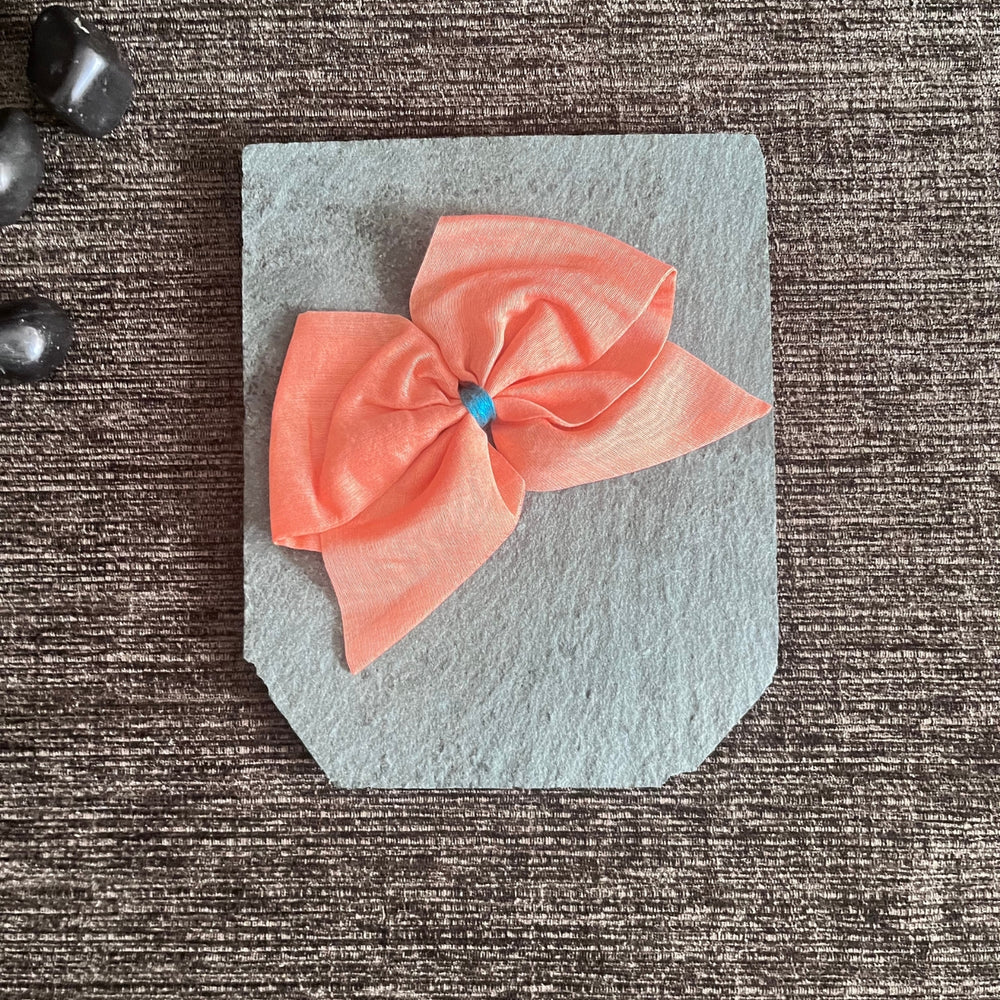 Peach Hair Bow Ribboned Clip | Beautifully Crafted Chanderi Silk Hair Accessory