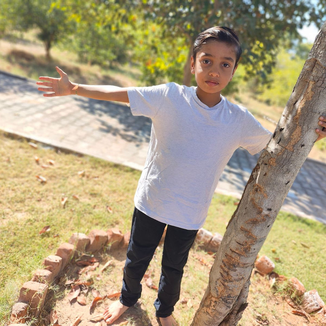 Kids Round Neck T-Shirt | Organic Cotton | Naturally Dyed | Alabaster White