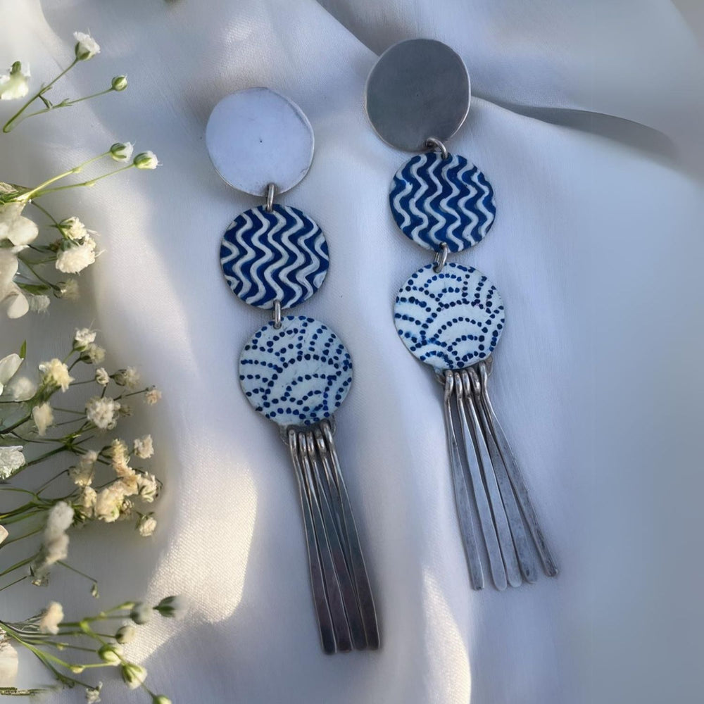 Plate Earrings | Silver Jewellery | Hand Painted Earrings | Aesthetic Design