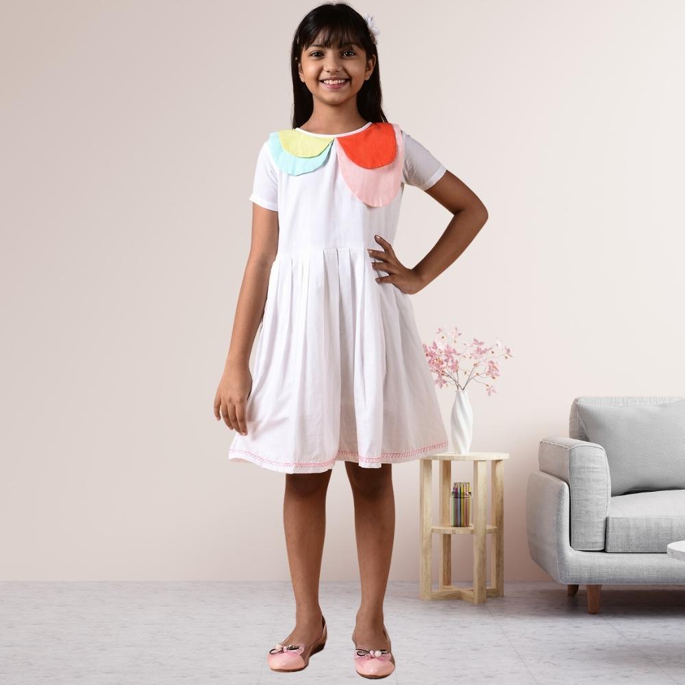 Serendipity Dress | Occasion Wear | Cotton | White And Pink