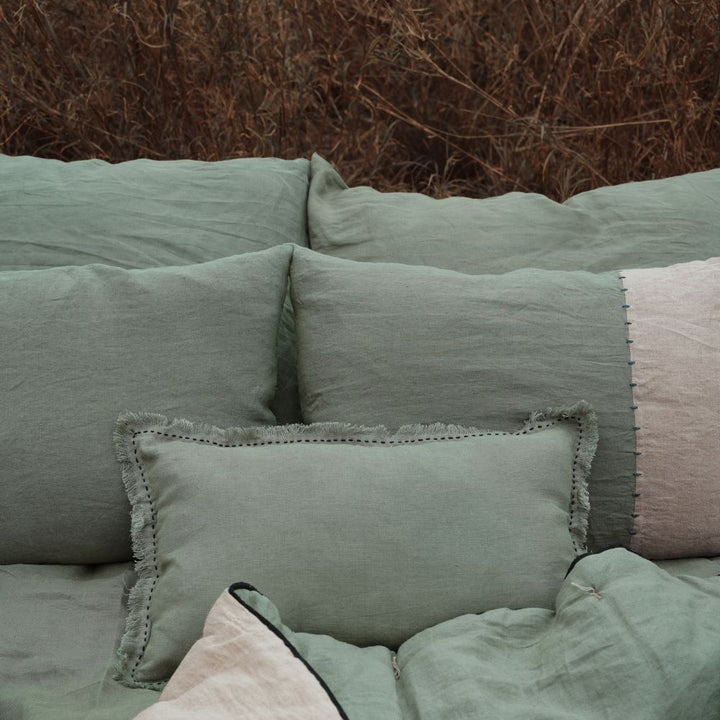 Ethereal Linen Pillowcase | Breathable and Soft Texture | Oatmeal and Olive