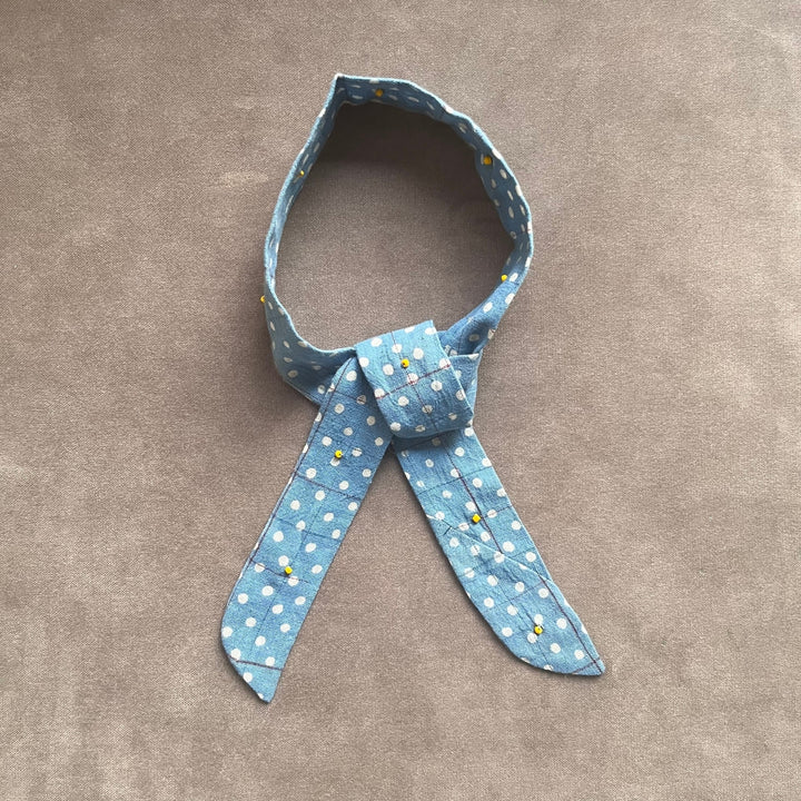 Ice Blue Polka Print Headband For Women | Anti-Slip  | Comfortable |  Free Size