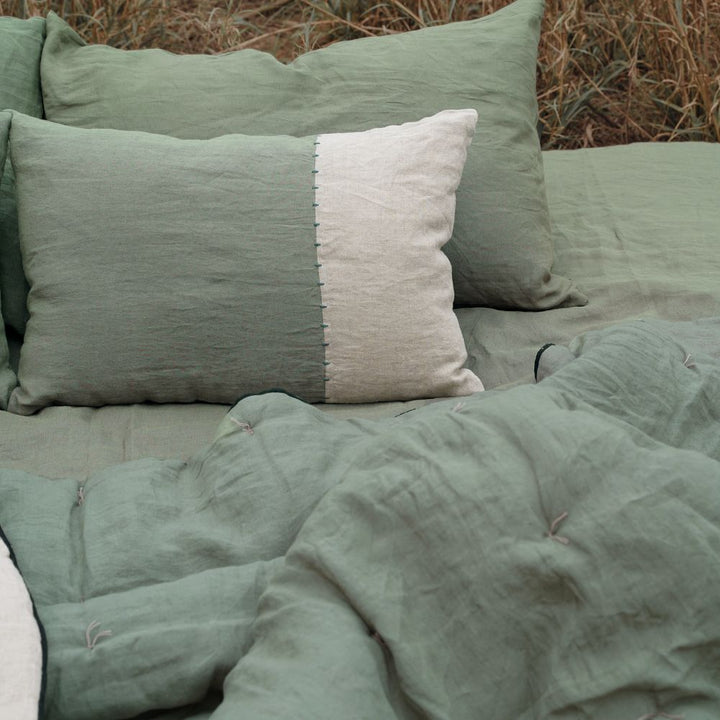 Ethereal Linen Pillowcase | Breathable and Soft Texture | Oatmeal and Olive