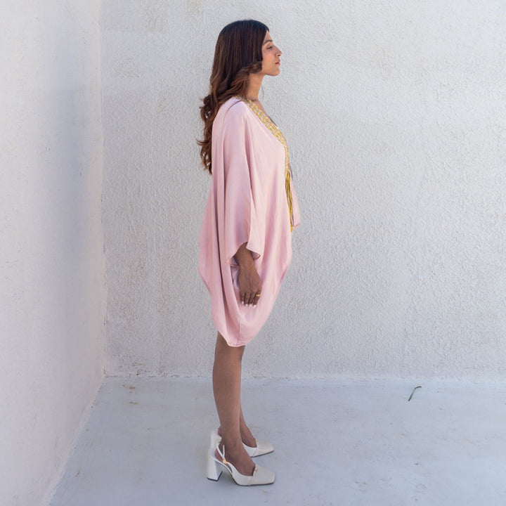 Pink Braided Short Cape | Modal Hand-Crafted | Minimalist chic