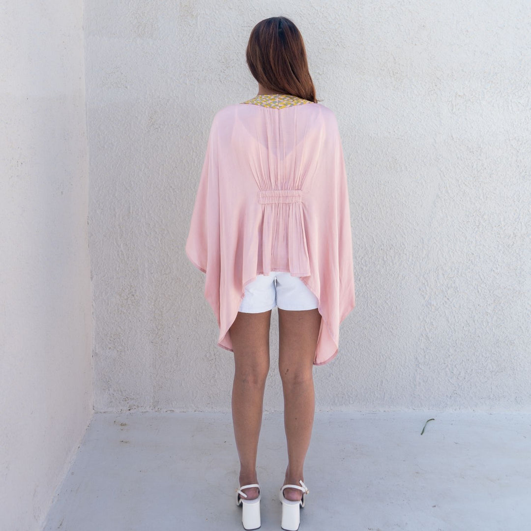 Pink Braided Short Cape | Modal Hand-Crafted | Minimalist chic